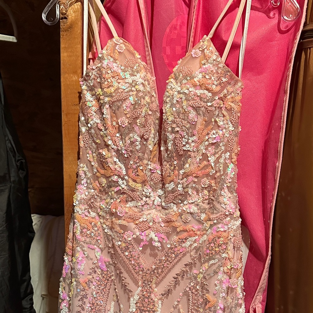 Sequin Embellished Pink Gown